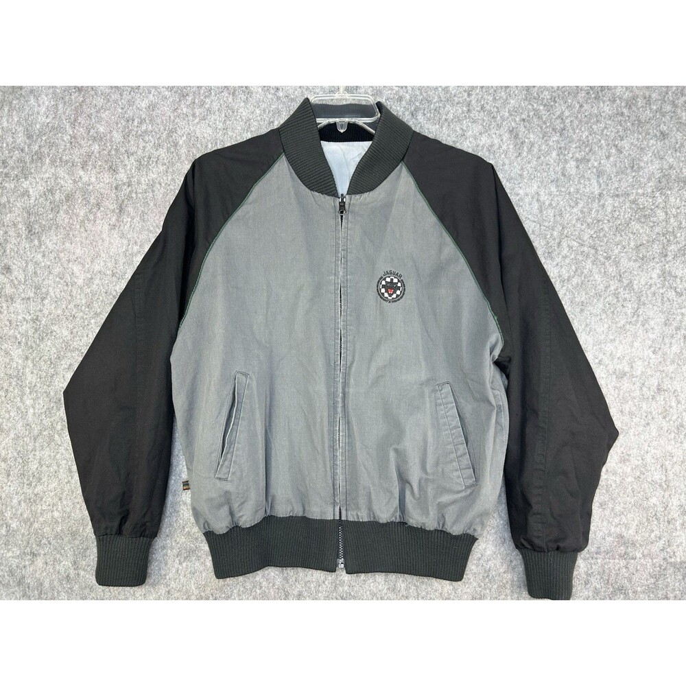 Vintage Style Auto Jaguar Bomber Jacket Gray Reversible L California